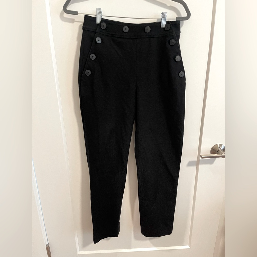 Black High-Waisted Button Pants